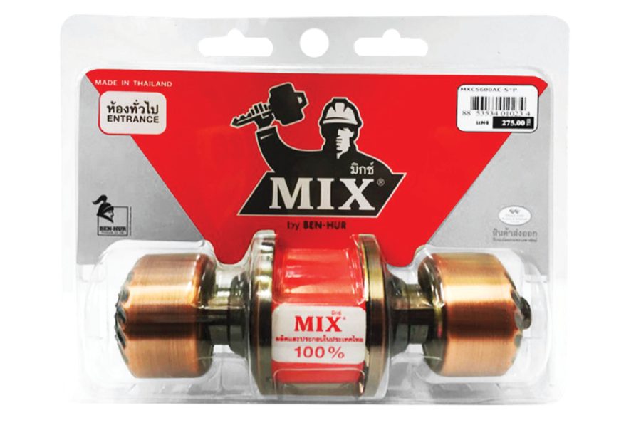 ลูกบิดประตู MIX หัวมะยมรมดำแดง (สำหรับห้องทั่วไป)