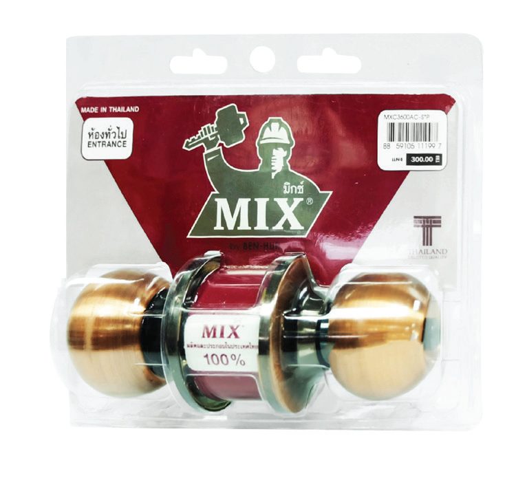 ลูกบิดประตู MIX หัวกลมรมดำแดง (สำหรับห้องทั่วไป)